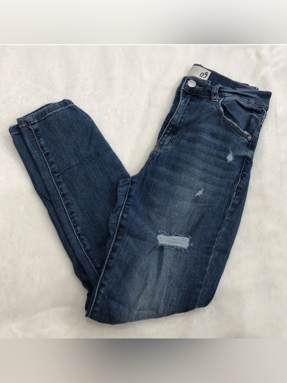 Garage Juniors Distressed Blue Skinny Jeans Size 9